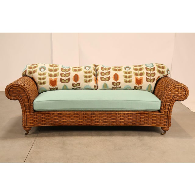 Lane Venture Excursions Pair Of Wicker Sofas With Cushions For Sale - Image 13 of 18