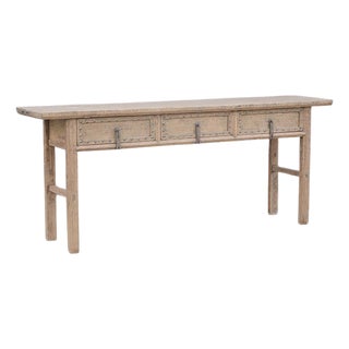 Antique Chinese Bleached Elm Console Table For Sale
