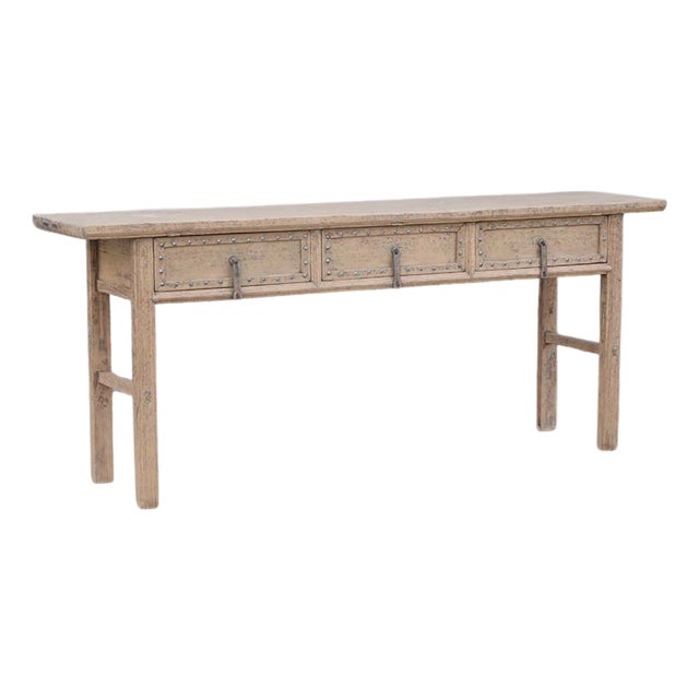 Antique Chinese Bleached Elm Console Table For Sale