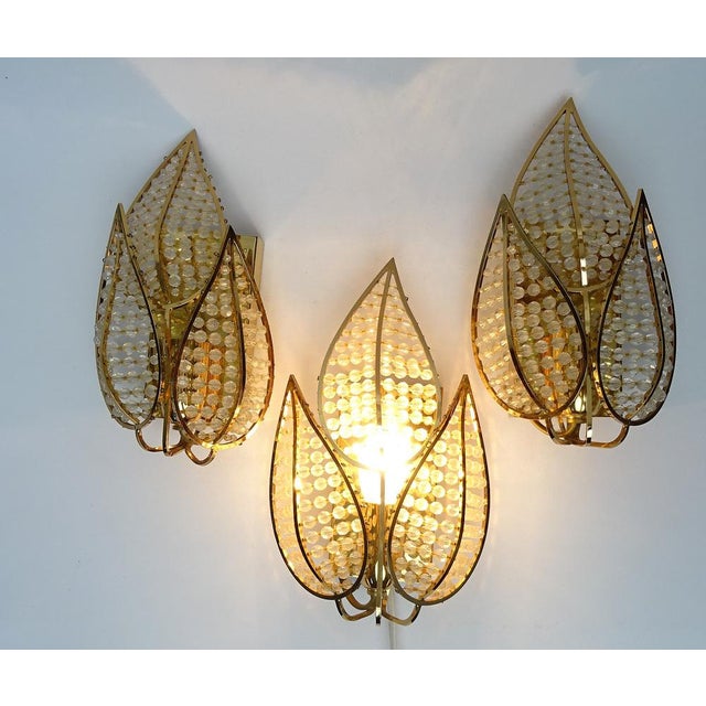 Gold Wall Lamp in Crystal Glass & Gold-Plated Brass from Palwa, 1960s For Sale - Image 8 of 14