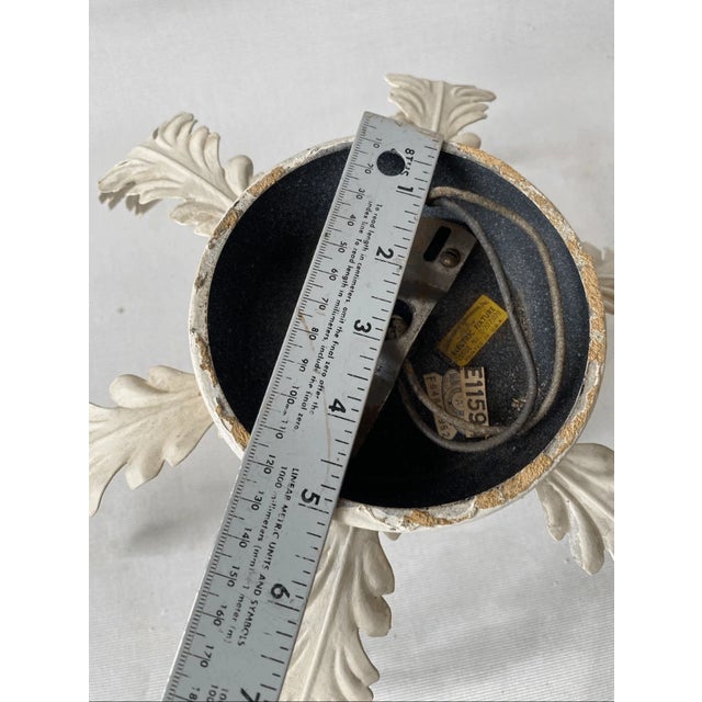 Vintage Art Deco Style Union Made Leaf Design Metal Flush Mount Light For Sale In Pittsburgh - Image 6 of 7