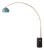 Iconic 95" Arc Floor Lamp, Mid-Century Modern, Weathered Brass, Pool Blue Shade For Sale