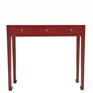 Red 3-Drawer 37" Long Console Table For Sale