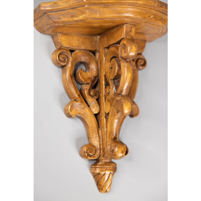 Large Italian Carved Oak Wall Brackets Shelves a Pair Chairish