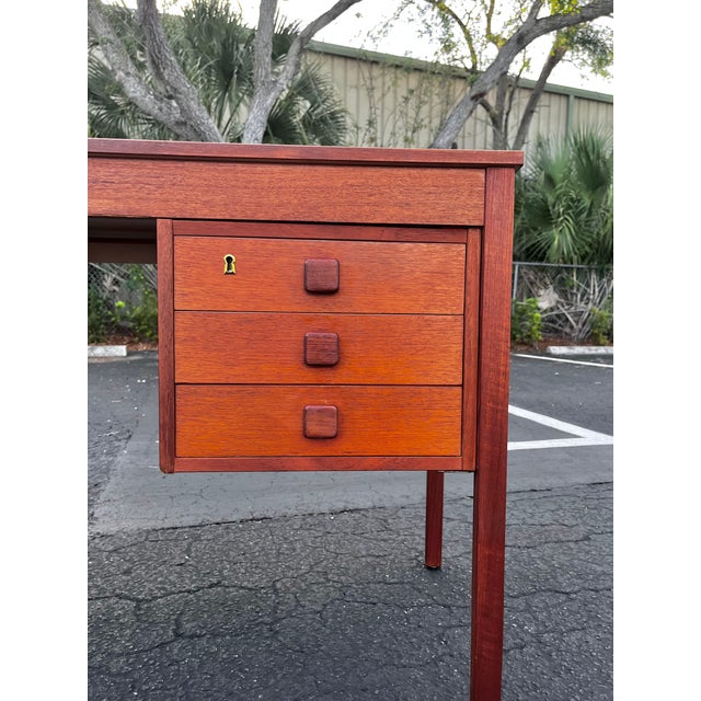 Mid Century Danish Modern Teak Writing Desk | by Domino Møbler For Sale - Image 9 of 18