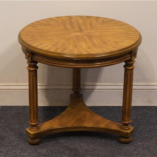 Wood Stanley Furniture Italian Neoclassical Tuscan Style 24" Round Accent End Table For Sale - Image 7 of 8