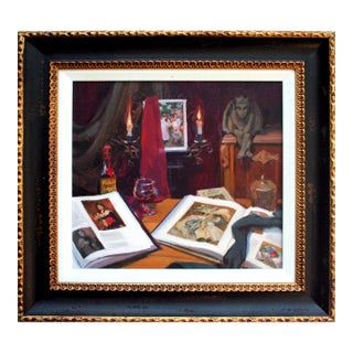 Ultra Realist Library Still-Life Books and Candles "Little Devil in the Details" by Ken DeWaard For Sale