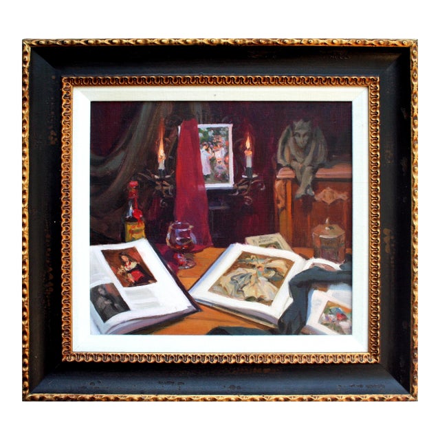 Ultra Realist Library Still-Life Books and Candles "Little Devil in the Details" by Ken DeWaard For Sale