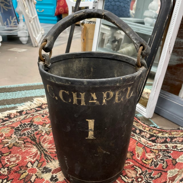 Circa 1850’s Antique Personalized Leather Fire Water Bucket For Sale - Image 11 of 11