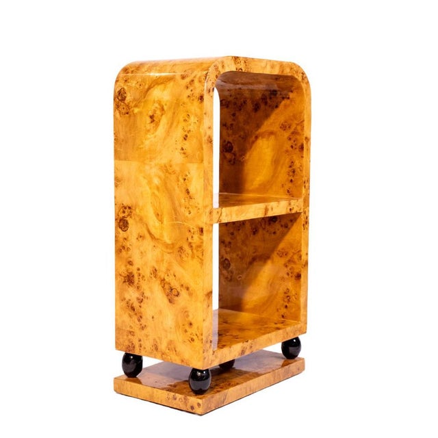 Art Deco Burl Walnut Two-Tier Side Table For Sale - Image 4 of 6