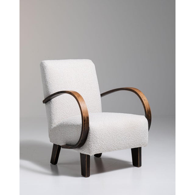 Ivory 20th Century Czech Republic Ivory Boucle Upholstered Armchair For Sale - Image 8 of 11