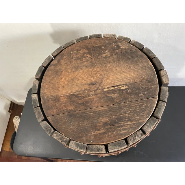 Antique Wooden Wine Press Basket Side Table Plant Stand For Sale - Image 4 of 9