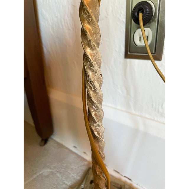 Early 20th Century Art Deco Floor Bridge Lamp With Painted Shade For Sale - Image 9 of 12