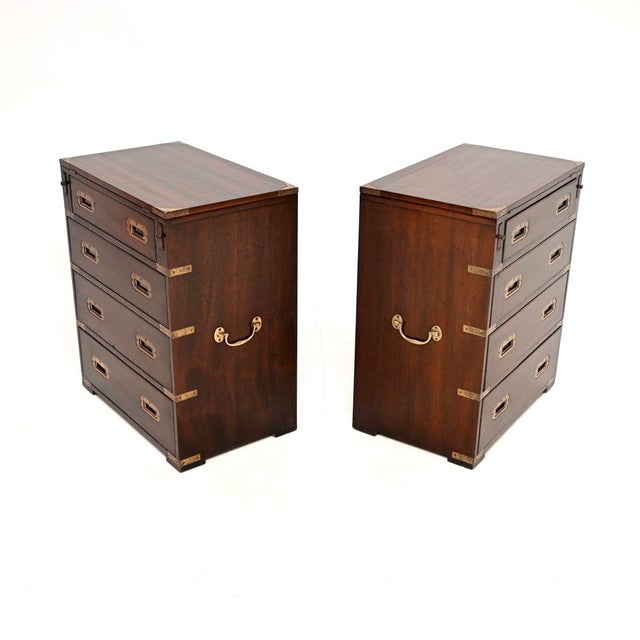 Antique Military Campaign Bachelor Chests of Drawers, 1930s, Set of 2 For Sale - Image 4 of 11