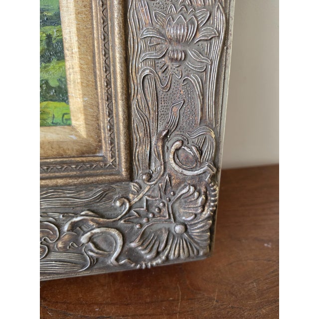 Wood Late 20th Century Original Landscape Oil Painting in Ornate Carved Wood Frame, Impressionist Countryside Artwork, Cottage Wall Decor, Nature Art For Sale - Image 7 of 13