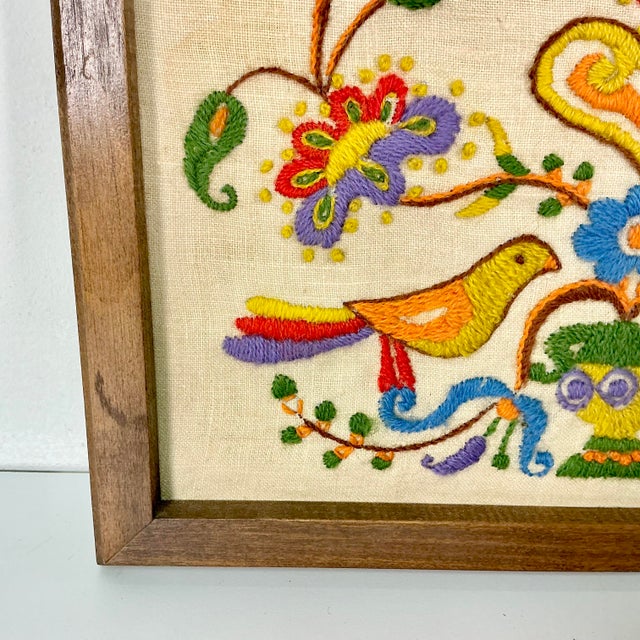 1930s Vintage Gustavian Arts & Crafts Americana Needlepoint Yarn Sampler, Framed. For Sale - Image 11 of 15