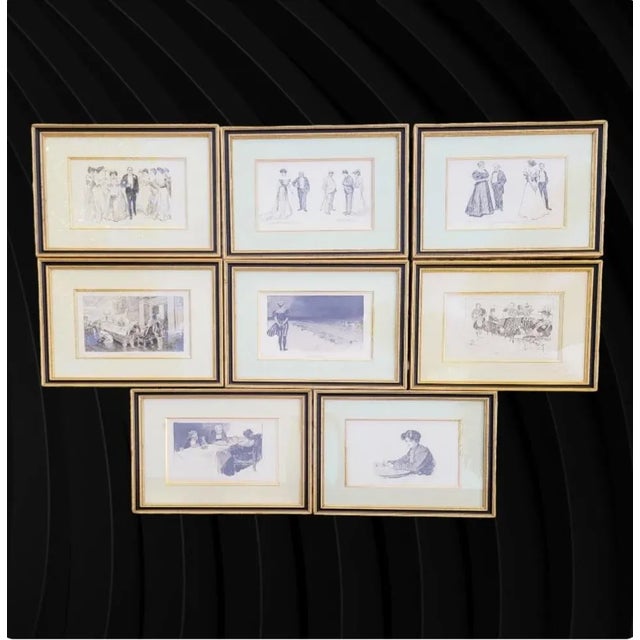 Abstract Vintage Charles Dana Gibson "Gibson Girls" Framed Lithograph Wall Art From the Breakers Hotel Palm Beach Set 8 For Sale - Image 3 of 12