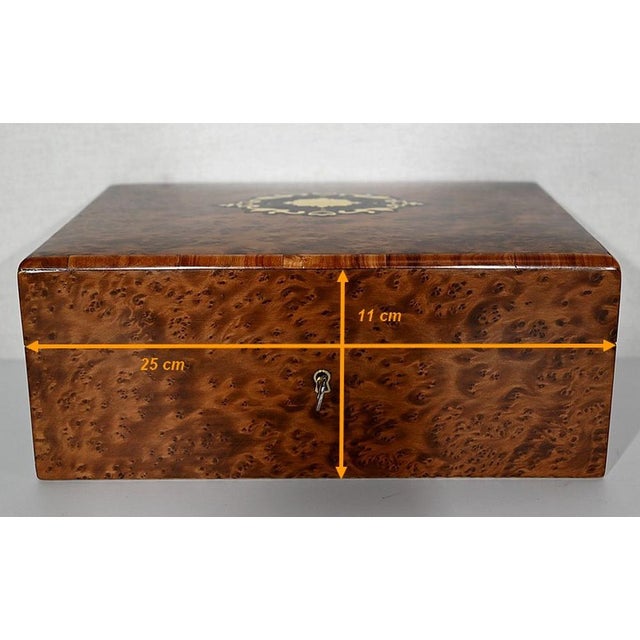 Napoleon III Jewelry Box in Burl Cedar, Late 19th Century For Sale - Image 17 of 18