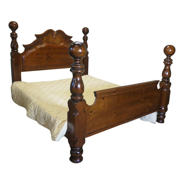 Chunky Pine King Size Double Bed, 1960 For Sale