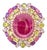 Bochic "Orient" Vintage Ruby, Peridot & Amethyst Ring Set In 18 K Gold & Silver For Sale