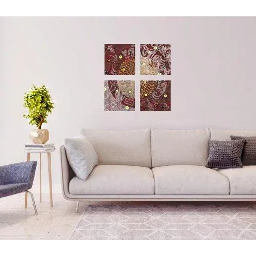 1990s "Starmap" Contemporary Abstract Collage, Giclee Prints on Canvas by Kathleen Ney - Set of 4 For Sale - Image 5 of 6