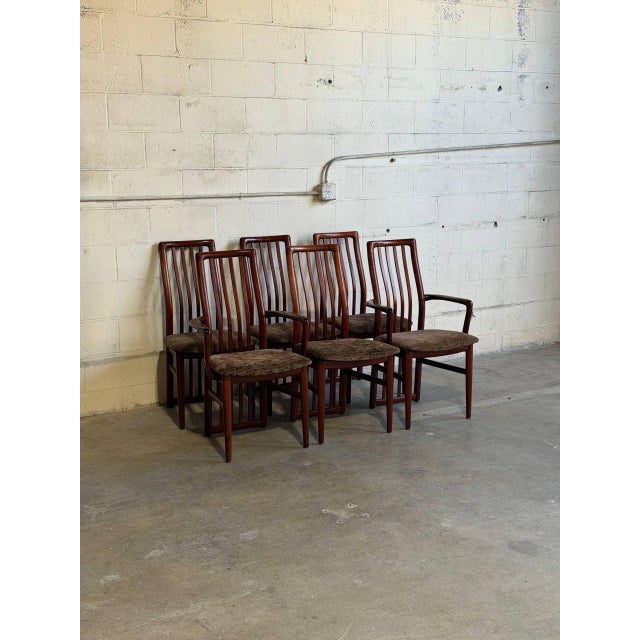 Rosewood High Back Dining Chairs Set of 6 in Style of Schou Andersen Denmark Mid-Century Modern 1960s For Sale - Image 9 of 10