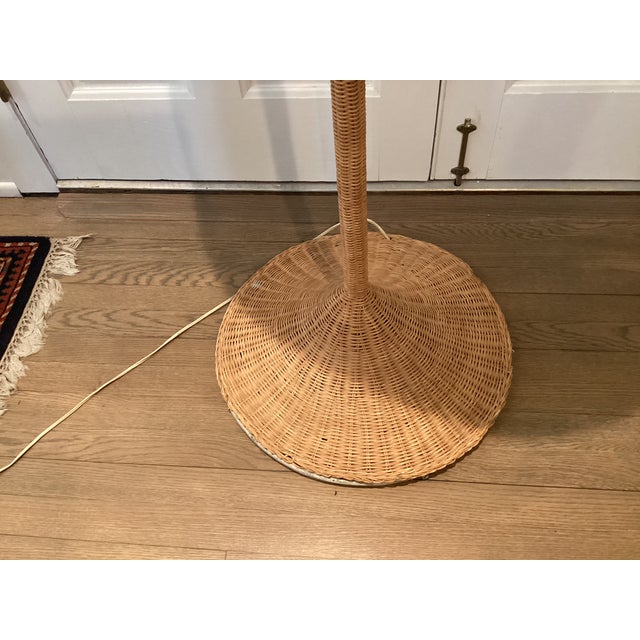 Mid-Century Modern Vintage Rattan Umbrella Shaped Floor Lamp For Sale - Image 3 of 12