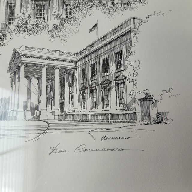 1980s 1980s VTG Don Cannavaro Framed and Signed Lithograph ' the White House & North Portico For Sale - Image 5 of 14