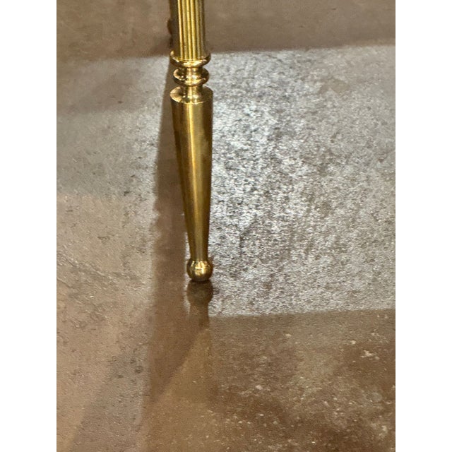 Metal Pair of Jansen Manner Brass and Black Glass Tables For Sale - Image 7 of 10
