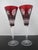 Late 20th Century Waterford Red Snowflake Crystals 9 3/8" Fluted Champagne Glass Set of 2 For Sale - Image 5 of 13