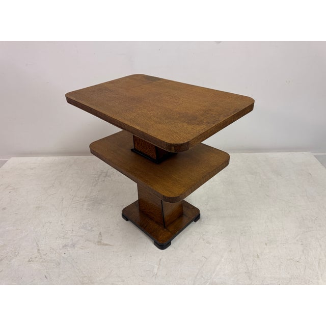 Brown Art Deco Two-Tier Console Table in Oak, 1930s For Sale - Image 8 of 16
