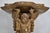 French France XVIIIth Century Small Wall Bracket in Stuccoed and Gilded Wood, the Scalloped Top Supported by Zéphir For Sale - Image 3 of 13