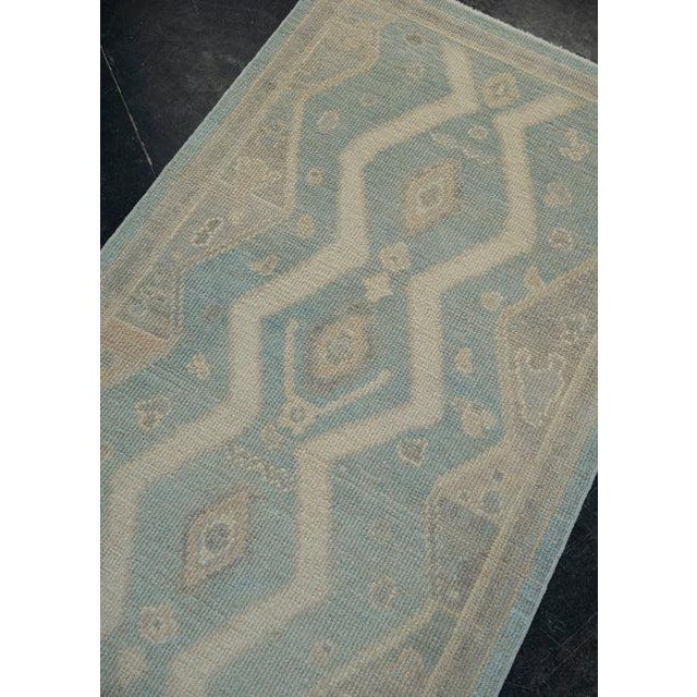 Blue Turkish Oushak Rug 2'9" x 9'8" For Sale - Image 8 of 10