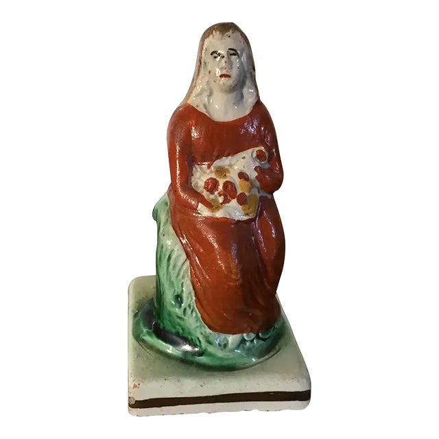 1800 English Georgian Staffordshire Pearlware Figure of Summer Prattware For Sale