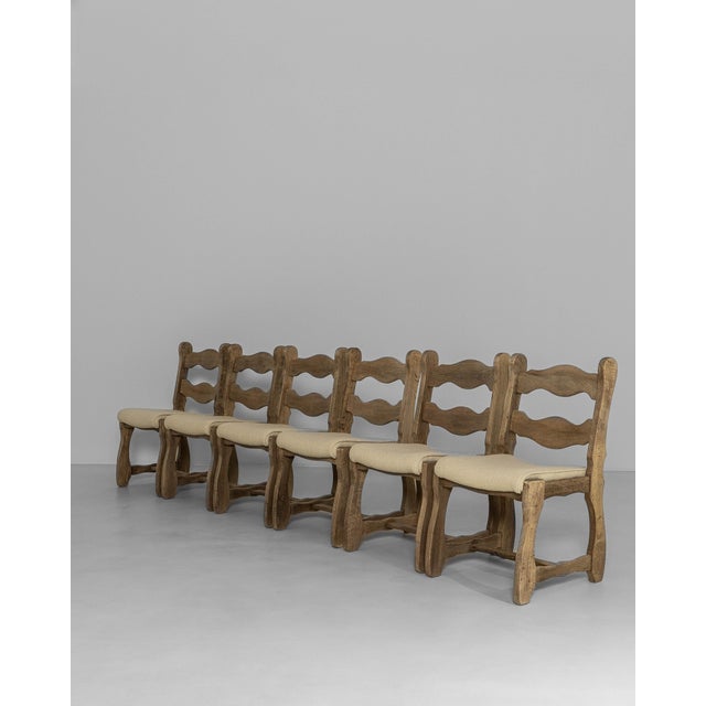 Wood 1970s French Oak Dining Chairs With Upholstered Seats - Set of 6 For Sale - Image 7 of 18