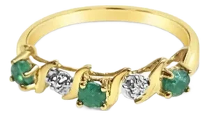 S Style Emerald & Diamond Ring .15cttw 10k Yellow Gold, Size 5.75