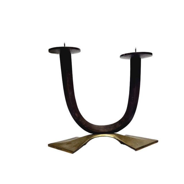 Art Deco Style 2-Armed Candleholder, Germany, 1950s, in Very Good conditions. Designed 1950 to 1959