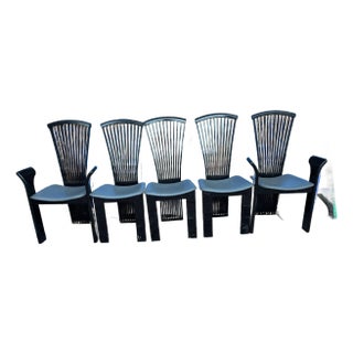 Italian Modern Dining Chairs Signed Pietro Costantini, 1980s, Set of 5 For Sale