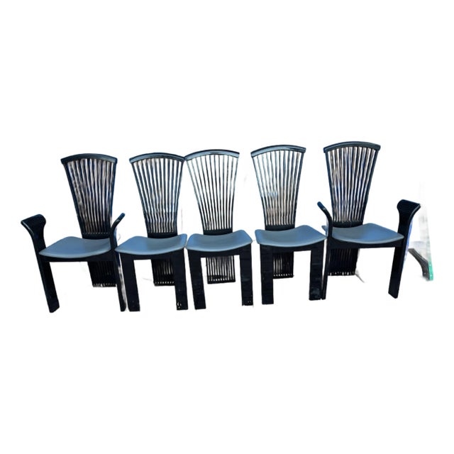 Italian Modern Dining Chairs Signed Pietro Costantini, 1980s, Set of 5 For Sale