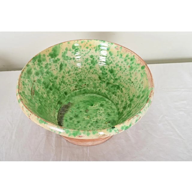 Rustic European Italian 19th Century Green Splatter Glazed Terracotta Passata Bowl For Sale - Image 3 of 7