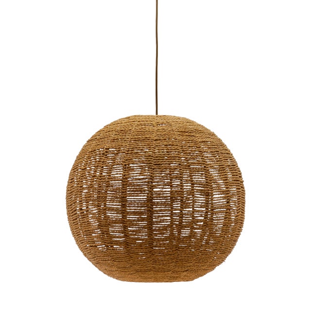 Large Vintage Jute Globe Pendant Lamp, 1960s For Sale