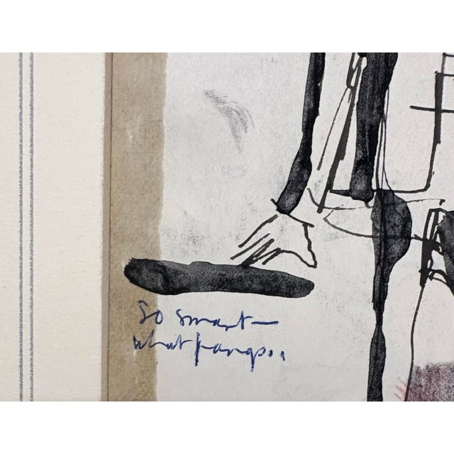 Black Original Vintage Abstract Ink Drawing of a Standing Man by Artist Michael Davies, 15 X 12.75” For Sale - Image 8 of 9