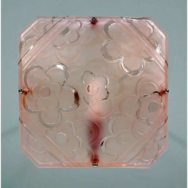 Rose French Art Deco Pendant Light by Degue - 1930 France For Sale - Image 8 of 10