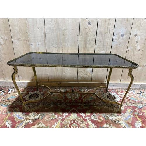 Neoclassical Style Coffee Table with Glass For Sale - Image 4 of 5
