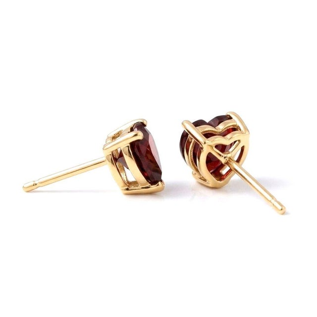 Contemporary Heart Cut Garnet 925 Silver Studs, January Birthstone Studs for Women - A Pair For Sale - Image 3 of 3