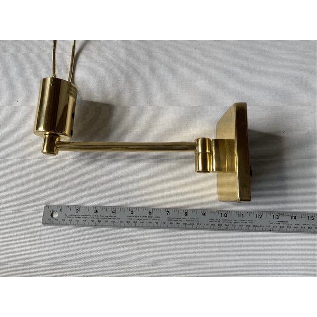 Metal Vintage Hinson Lamps Spanish Brass Swing Arm Wall Mount Light For Sale - Image 7 of 8