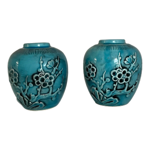 Pair of Vintage Japanese Ginger Jars - Set of 2