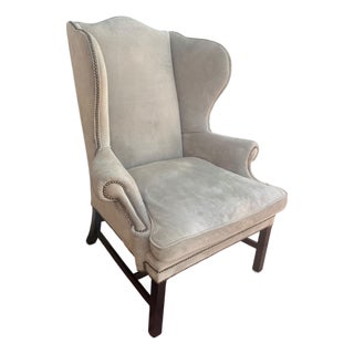 Ralph Lauren Home Devonshire Suede Wingback Chair For Sale