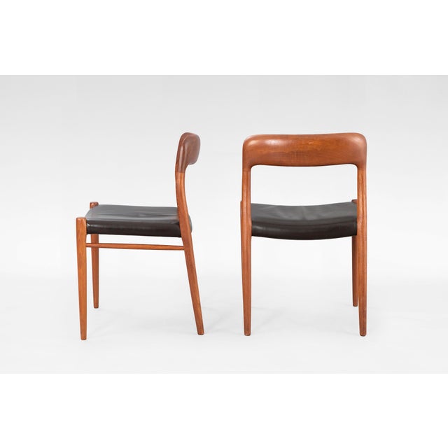 Mid-Century Modern Model 75 Dining Chairs by Niels Otto Møller for J.L. Møller Mobelfabrik, Denmark, 1960s, Set of 4 For Sale - Image 3 of 6