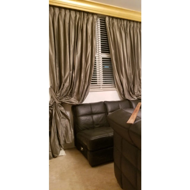 Textile Gray Volumnous Designer Silk Shantung Extra Long and Wide Drape Panels- Set of 2 For Sale - Image 7 of 9